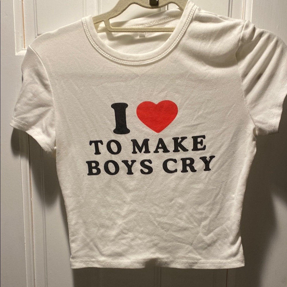 White and Red Crop T-Shirt tiny